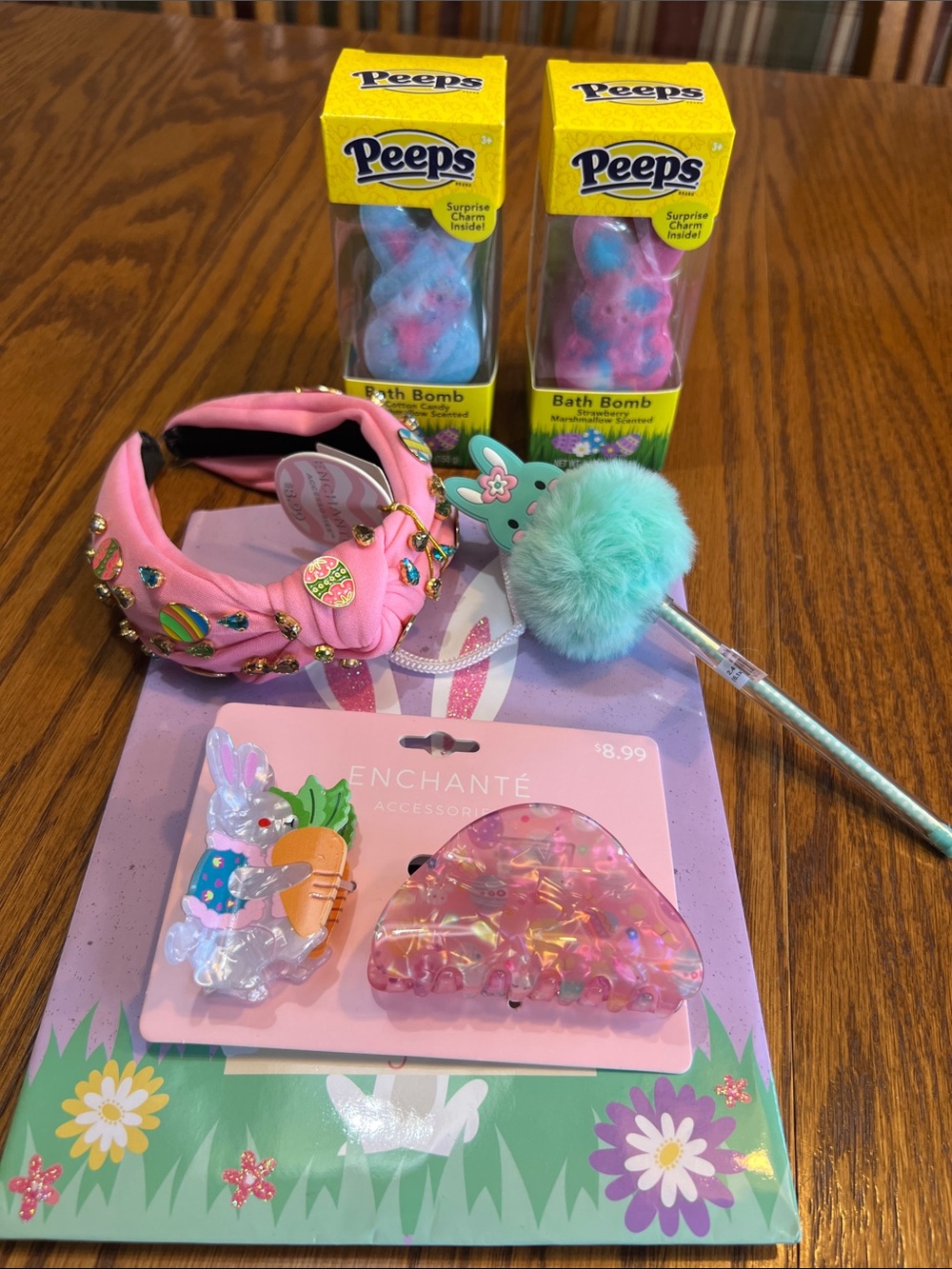 Easter Children’s Items- Hair Clips,Pencil,2 Bath Bombs & Headband. Includes bag